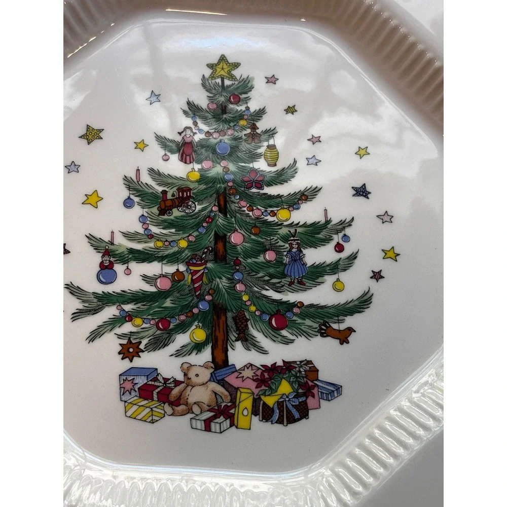 Nikko Christmastime Octagonal Dinner Plates Set of 3 Christmas Tree Japan